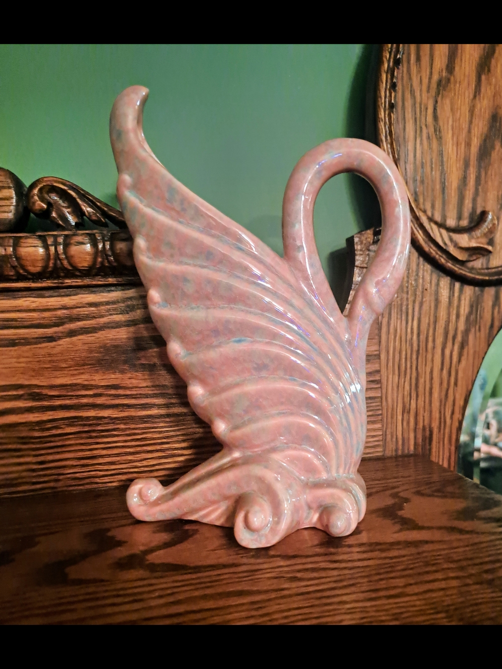 Royal Haeger by Royal Hickman USA #285 Swan Vase Pink, Vintage 9"x5" 1940s
